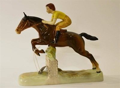 Lot 1141 - Beswick Girl on Jumping Horse, model No. 939, brown horse, gloss, 24.7cm high