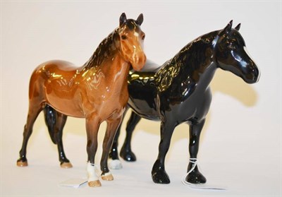 Lot 1149 - Beswick Dales Pony 'Maisie', model No. 1671, black gloss, 16.5cm high; Beswick New Forest Pony...