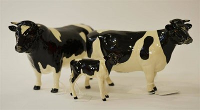 Lot 1164 - Beswick Friesian Bull Ch. 'Coddington Hilt Bar', model No. 1439A; Beswick Friesian Cow, Ch....