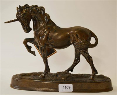 Lot 1169 - Beswick Unicorn, model No. 3021, bronze, 24cm high