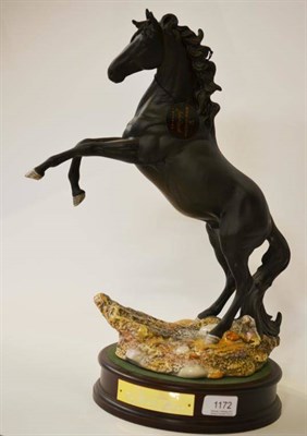 Lot 1172 - Royal Doulton (Beswick) Trakehner Stallion 'Cancara - The Black Horse', rearing, model No....