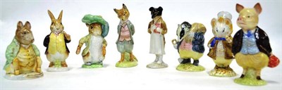 Lot 1007 - Beswick Beatrix Potter Figures; 'Benjamin Bunny', 'Amiable Guinea Pig', 'Pigling Bland', 'Tommy...