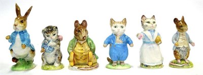 Lot 1013 - Beswick Beatrix Potter Figures; 'Peter Rabbit', 'Miss Moppet', 'Tabitha Twitchit', 'Tom...