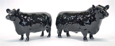 Lot 1015 - Beswick Cattle; Aberdeen Angus Bull, model No. 1562; Aberdeen Angus Cow, model No. 1563, both black