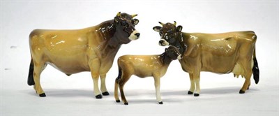 Lot 1027 - Beswick Cattle; Jersey Bull, Ch. 'Dunsley Coy Boy', model No. 1422; Jersey Cow, Ch. 'Newton...
