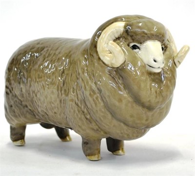 Lot 1045 - Beswick Merino Ram, model No. 1917, issued 1964 to 1967, grey with cream horns and white face