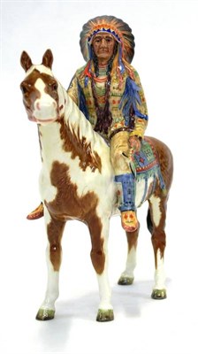 Lot 1047 - Beswick Mounted Indian, model No. 1391, Beswick crest mark