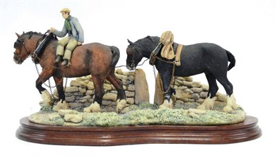 Lot 1063 - Border Fine Arts 'Coming Home', model No. JH9A by Judy Boyt, bay and black horses, on wood base