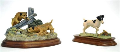 Lot 1077 - Border Fine Arts 'Jack Russell Terrer', model No. DS5AB, by Ray Ayres, on wood base; A Figure Group