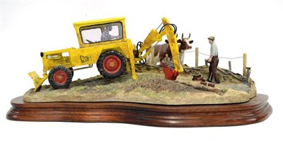 Lot 1080 - Border Fine Arts 'Laying the Clays' (laying drains with JCB, and Ayrshire Cows), model No. BO535 by