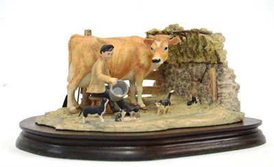 Lot 1086 - Border Fine Arts 'Milking at Peter Trenholms', model No. JH7 by Ray Ayres, on wood base