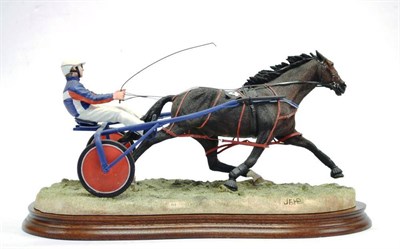 Lot 1087 - Border Fine Arts 'Off and Pacing', horse, sulky and rider, model No. BO656 by Jacqueline...
