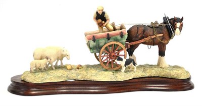 Lot 1097 - Border Fine Arts 'Supplementary Feeding', farmer feeding sheep from horse drawn tip cart, model No.