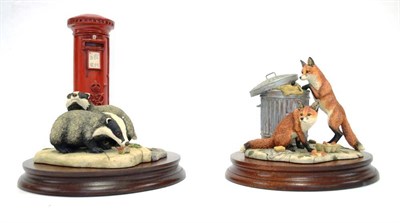 Lot 1102 - Border Fine Arts 'Urban Foxes', model No. L134 by David Walton, 593/1250, on wood base with...