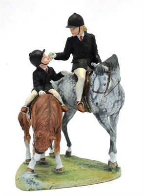 Lot 1108 - Heredities 'Riding Out' (a young rider speaking to her father, both mounted on horseback), by David