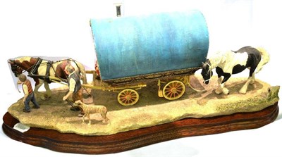 Lot 1006 - Border Fine Arts 'Arriving at Appleby Fair' (Bow Top Wagon and Family), model No. B0402 by Ray...