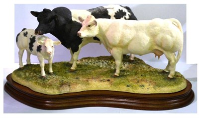 Lot 1010 - Border Fine Arts 'Belgian Blue Family Group', model no. B0771 by Kirsty Armstrong, 16.5cm high,...