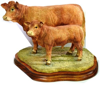 Lot 1047 - Border Fine Arts 'Limousin Cow & Calf' (style two), model no. B0657 by Jack Crewdson, 23.5cm...