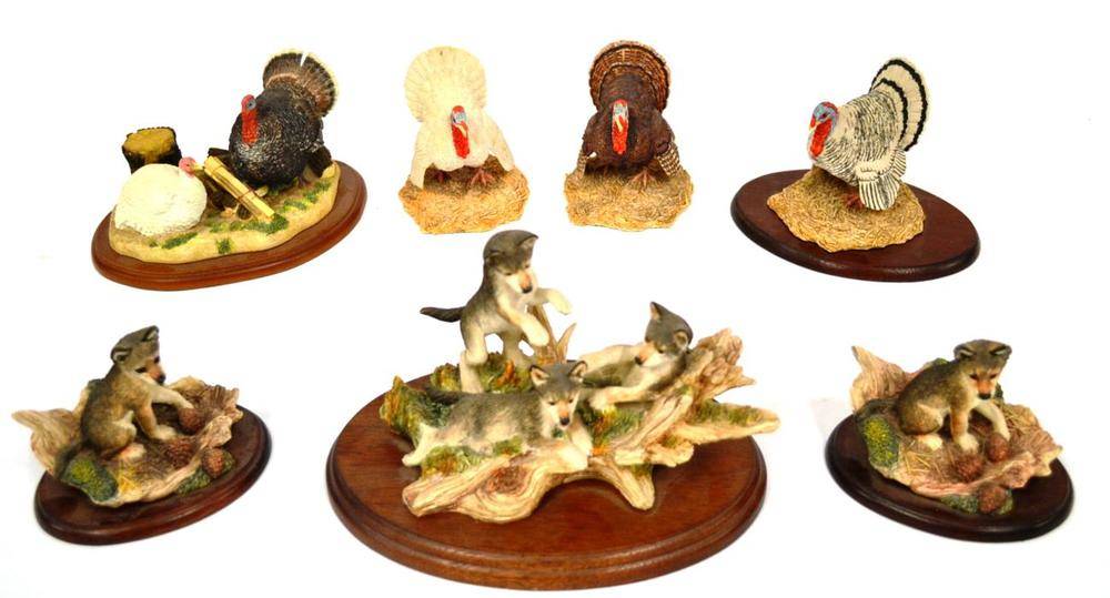 Lot 1093 - Border Fine Arts Turkey Figures; Three 'Turkey', model No. 162 A. Bronze B. Black and white C....