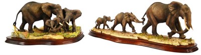 Lot 1098 - Border Fine Arts Elephant Groups; 'Follow My Leader' (Three elephants), model No. BFA203 by Richard