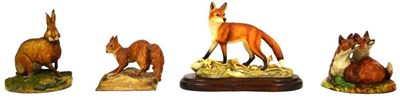 Lot 1109 - Border Fine Arts; 'Hare' (style one), model No. 002 by Ray Ayres, 10.1cm high; 'Red Squirrel'...