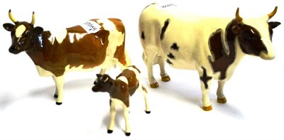 Lot 1119 - Beswick Ayrshire Bull Ch. 'Whitehill Mandate', model No. 1454B; Ayrshire Cow Ch. 'Ickham...