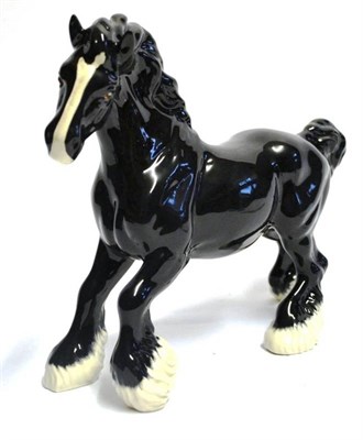 Lot 1124 - Beswick Black Cantering Shire Horse, Beswick Collectors Club model No. 975, issued in 1996 in a...