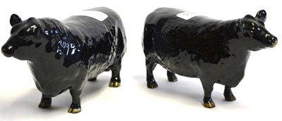 Lot 1126 - Beswick Cattle; Aberdeen Angus Bull, model No. 1562; Aberdeen Angus Cow, model No. 1563, both black