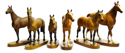 Lot 1129 - Beswick Connoisseurs Series Racehorse Models Comprising; Minstrel, model No. 2608, Red Rum,...