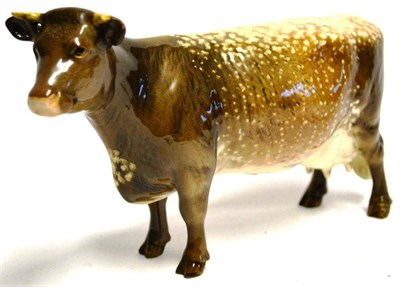 Lot 1131 - Beswick Dairy Shorthorn Cow, Ch. 'Eaton Wild Eyes 91st', model No. 1510, brown and cream with...