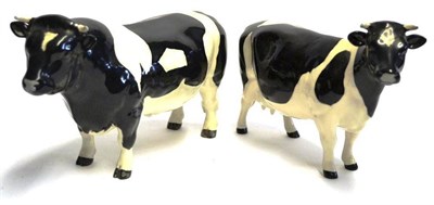 Lot 1133 - Beswick Friesian Bull, Ch. 'Coddington Hilt Bar', model No. 1439A; Beswick Friesian Cow, Ch....