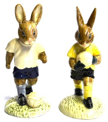 Lot 1148 - Royal Doulton Bunnykins 'Goalkeeper', DB120; Royal Doulton Bunnykins Footballer, DB121 (2)