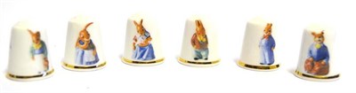 Lot 1150 - Royal Doulton Bunnykins Thimbles, DB1, DB2, DB3, DB4, DB5, DB6, issued in 2009 (6)