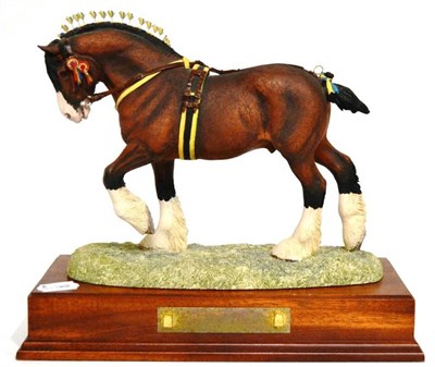 Lot 1004 - Border Fine Arts 'Champion of Champions Shire Stallion', bay, (Gold Edition), model No. L140 by...