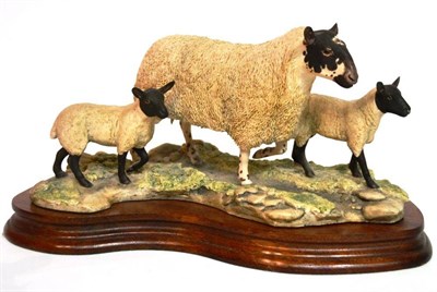 Lot 1016 - Border Fine Arts 'Mule Ewe and Lambs', model No. EG03 by Mairi Laing Hunt, limited edition...