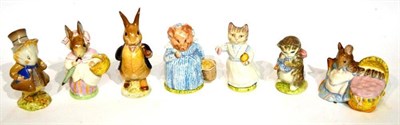 Lot 1046 - Beswick Beatrix Potter figures; 'Hunca Munca', 'Tabitha Twitchit', 'Mrs Rabbit', 'Amiable...