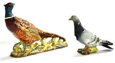 Lot 1050 - Beswick Birds; Pheasant, model No. 1225; Pigeon, second version, model No. 1383B, blue gloss (2)