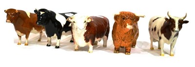 Lot 1061 - Beswick Cattle; Hereford Bull, model No. 1363A; Ayrshire Bull Ch. 'Whitehill Mandate', model...