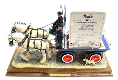 Lot 2000 - Border Fine Arts 'The Gentle Giants' (Tetley's Drays), model No. PJ01 by Ray Ayres, limited edition