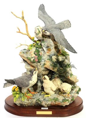 Lot 2003 - Border Fine Arts 'Call Of The Falcon' (Peregrine Falcon and Chicks), model No. L162 by Ray...