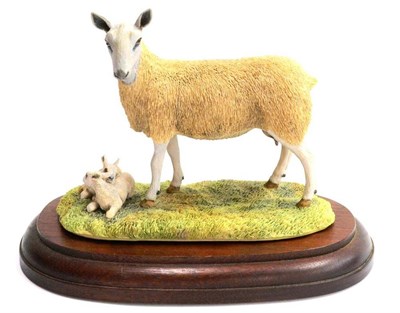 Lot 2005 - Border Fine Arts 'Blue Faced Leicester Ewe And Lambs', style one, model No. L31 by Ray Ayres,...