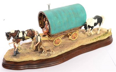 Lot 2022 - Border Fine Arts 'Arriving at Appleby Fair' (Bow Top Wagon and Family), model No. B0402 by Ray...