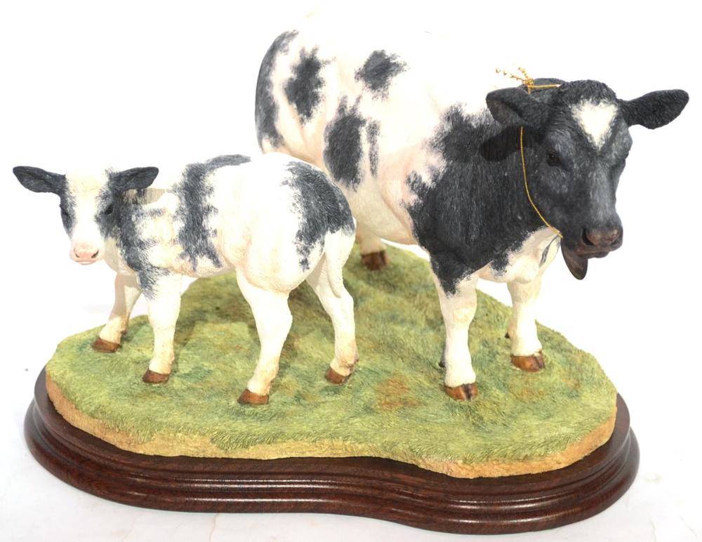 Lot 2024 - Border Fine Arts 'Belgian Blue Cow & Calf' (Style Three), model No. B0929 by Jack Crewdson, limited