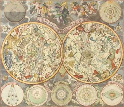 Lot 179 - [?Seutter (M.)] Planisphaerium Coeleste, nd [c1730], hand-coloured double hemisphere celestial...