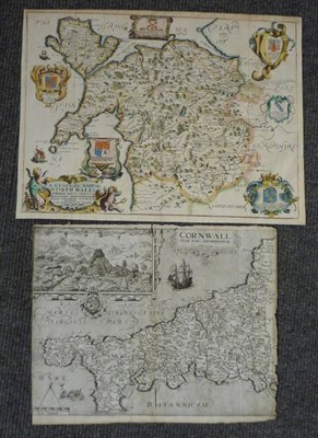 Lot 183 - Blome (Ric.) A Generall Mapp of North Wales, ..., nd. [1673], hand-coloured map, 340mm x 455mm;...