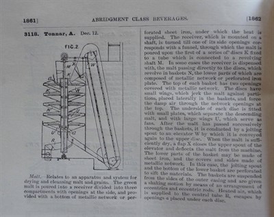 Lot 302 - Patents for Inventions - Abridgements of Specifications Class 14, Beverages, (Excepting, Tea,...