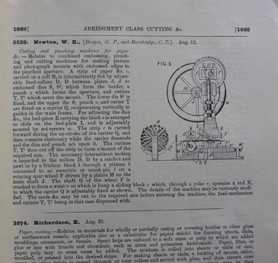 Lot 312 - Patents for Inventions - Abridgements of Specifications Class 31, Cutting, Punching, and...