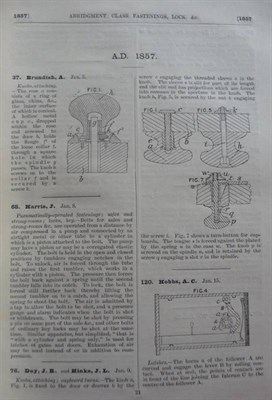 Lot 316 - Patents for Inventions - Abridgements of Specifications Class 44, Fastenings, Lock, Latch, Bolt and