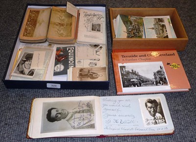 Lot 329 - Mixed Ephemera, including postcards, autograph album, two books on Teesside and Old Cleveland...