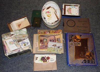 Lot 343 - Mixed Ephemera,  including a late Victorian scrap book containing greetings cards and scraps,...